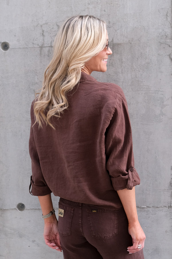 Pia Linen Shirt Chocolate Martini