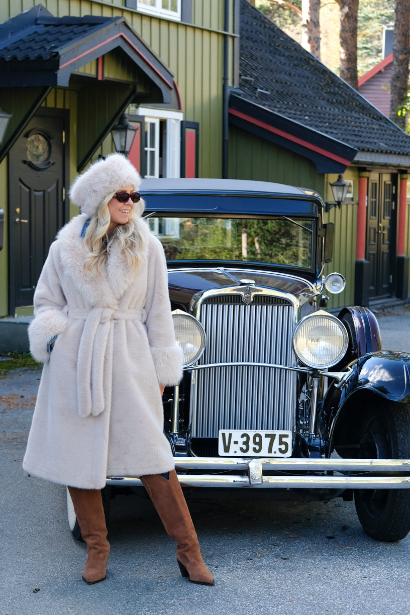 Fuskepels Pannebånd Bred Lys Beige