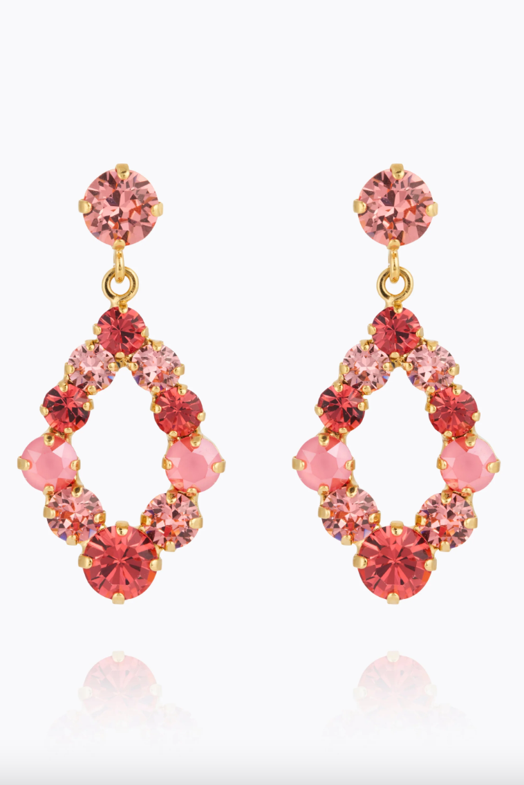 Mini Delia Earrings Gold Light Coral Combo