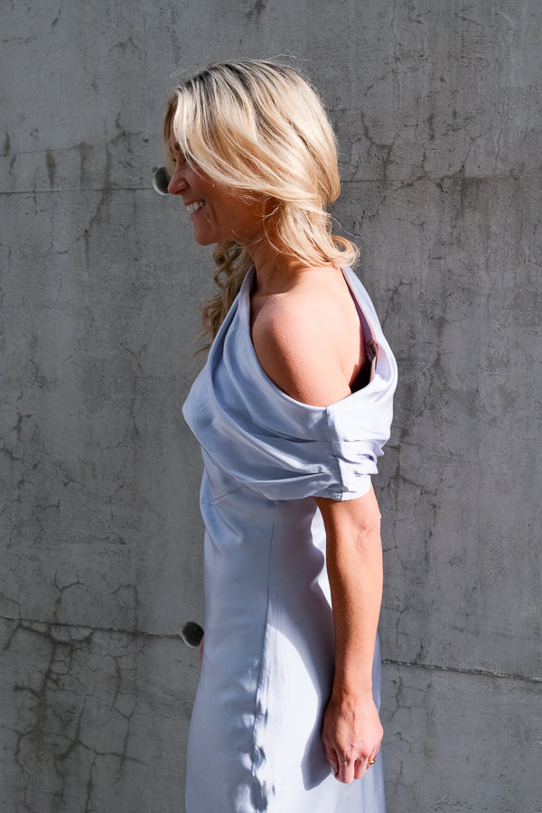 Vanessa Satin Maxi Dress Pale Blue