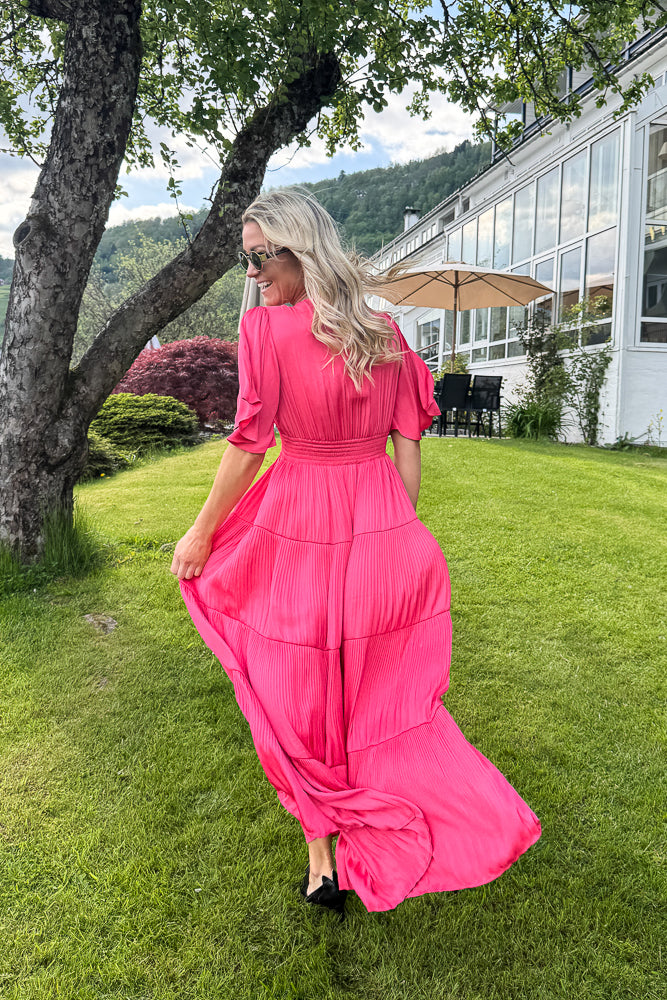 Angie solid Dress Long Pink