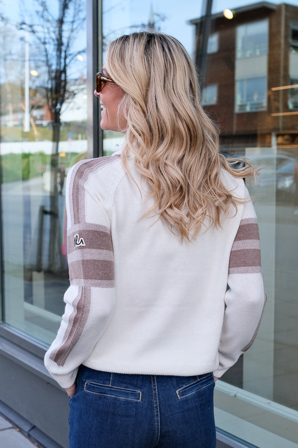 Ulmin Half Zip Jumper White Mauve & Brown