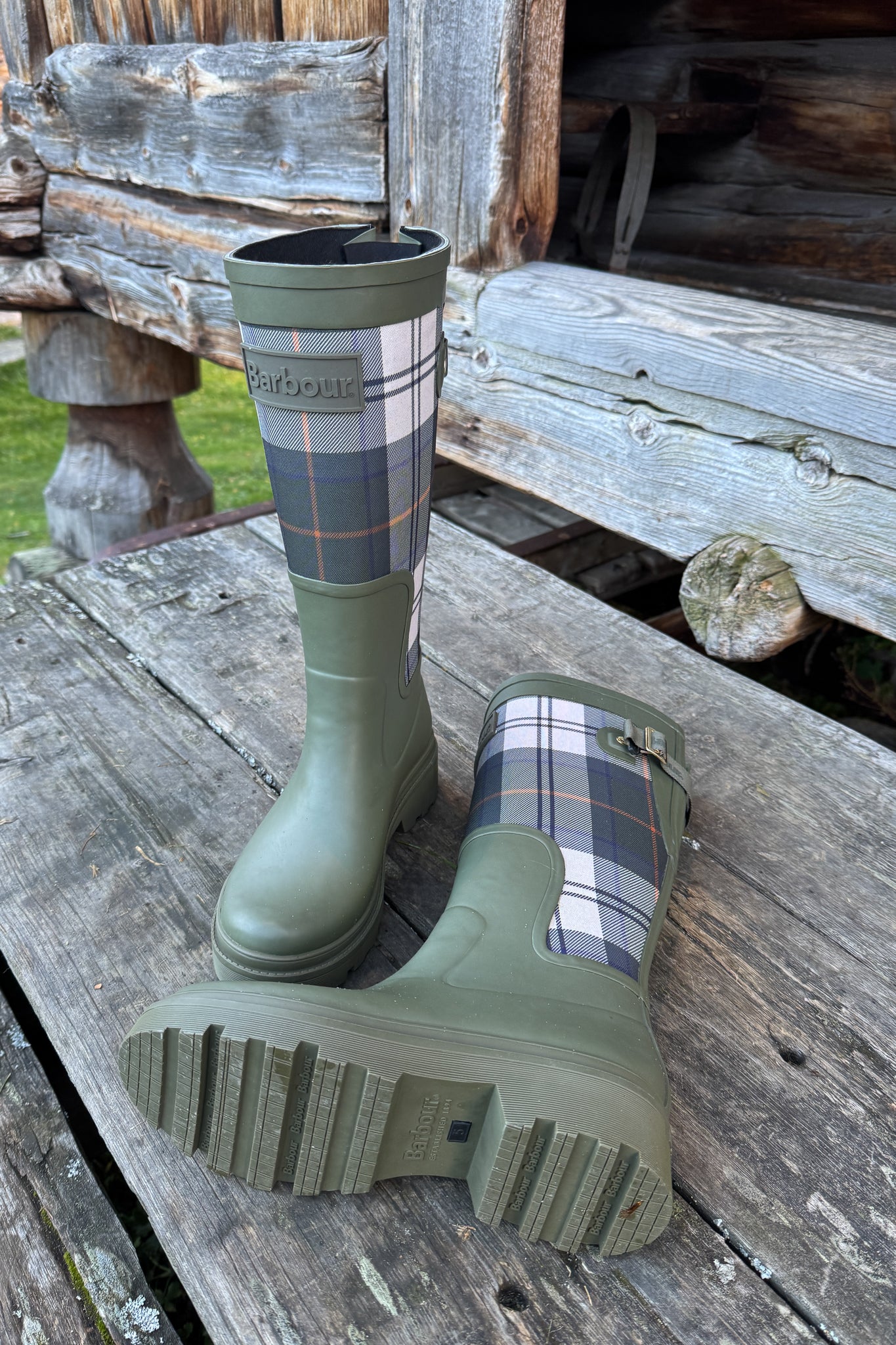 Dena Tall Welly Boots Tartan