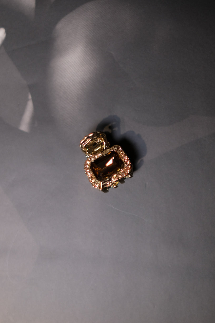 Hårklype Seraphina Crystal Firkant Stor Brun