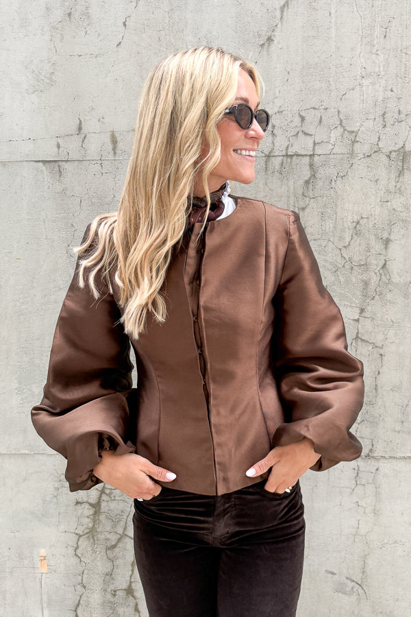 Vendela Balloon Sleeve Jacket Dark Brown