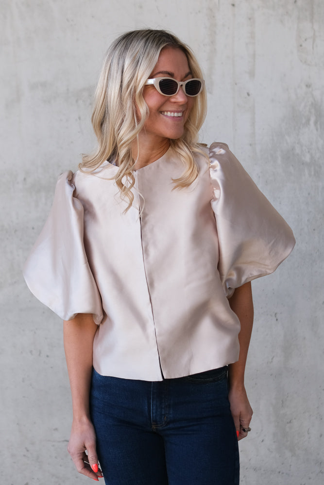 Cleo Puff Sleeve Blouse Soft Beige