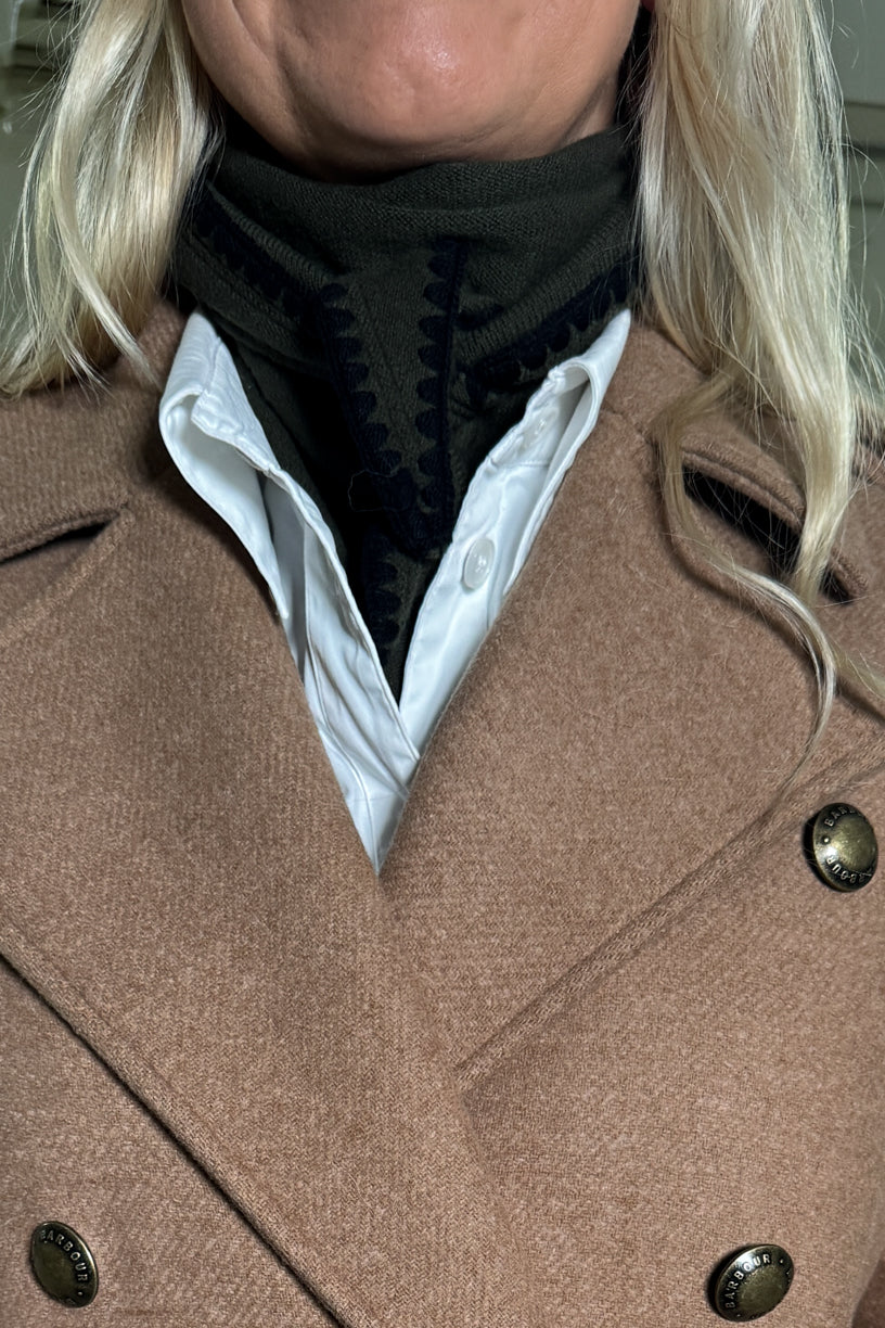 Mina Stitched Merino Scarf Army