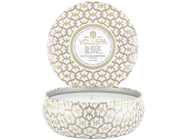 Suede Blanc 3 Wick Tin Candle 40timer