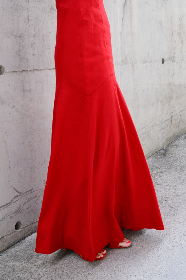 Tessa Stretch Linen Dress Red
