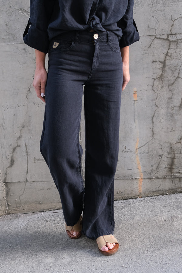Culotte Linen Pants Navy