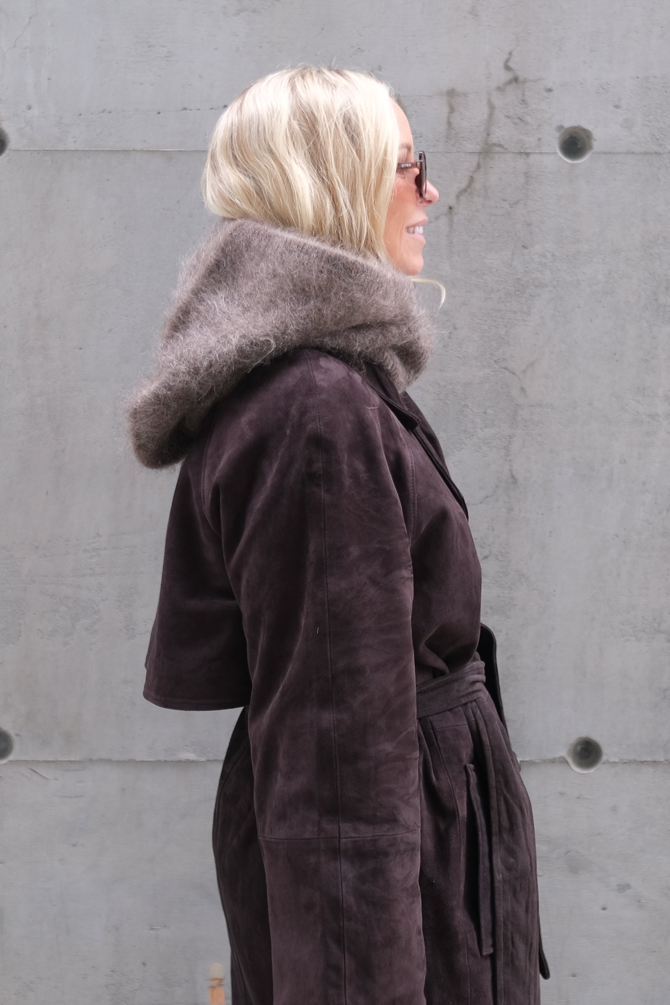 Noomi Suede Trenchcoat Chocolate Plum