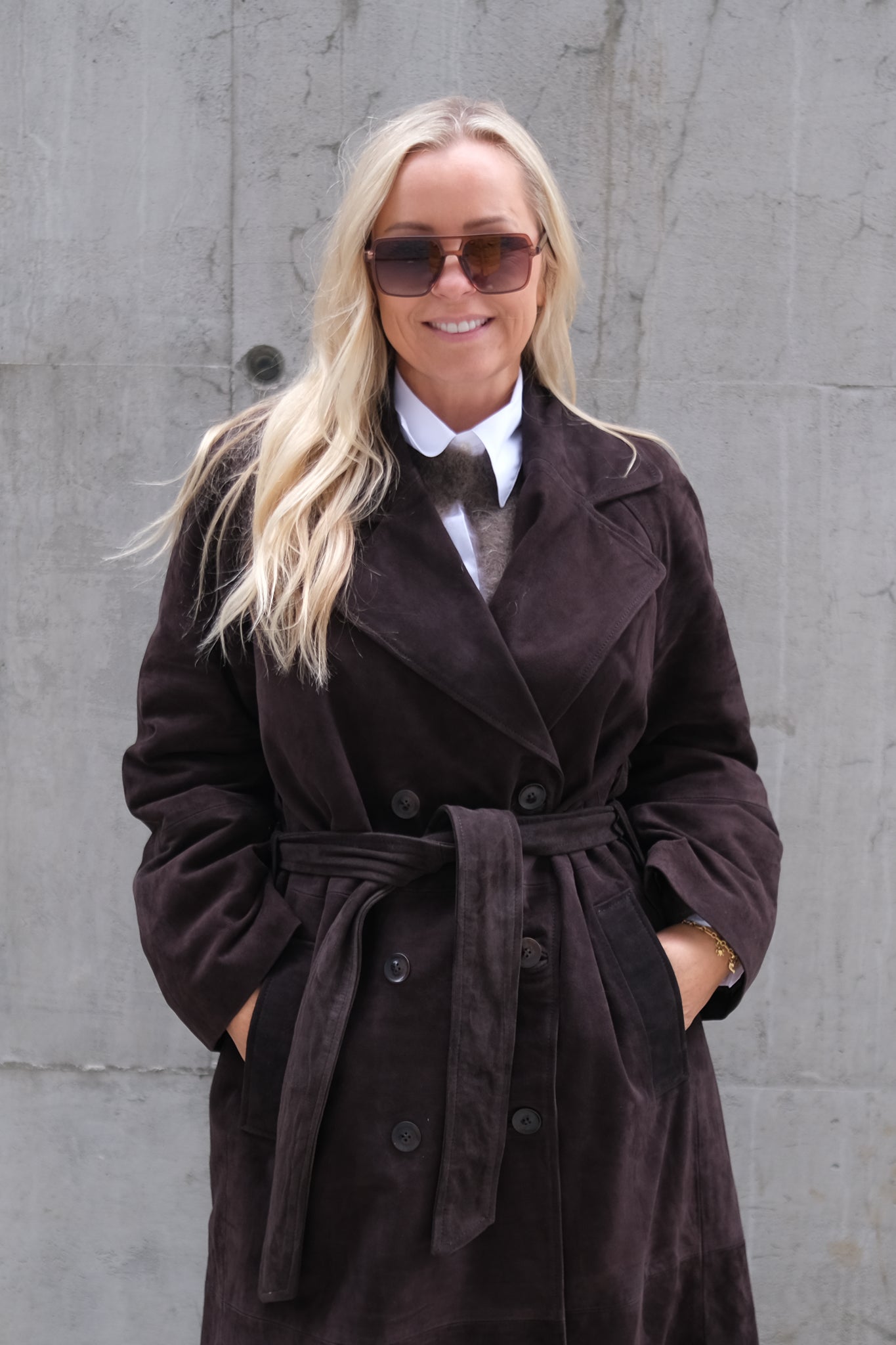 Noomi Suede Trenchcoat Chocolate Plum