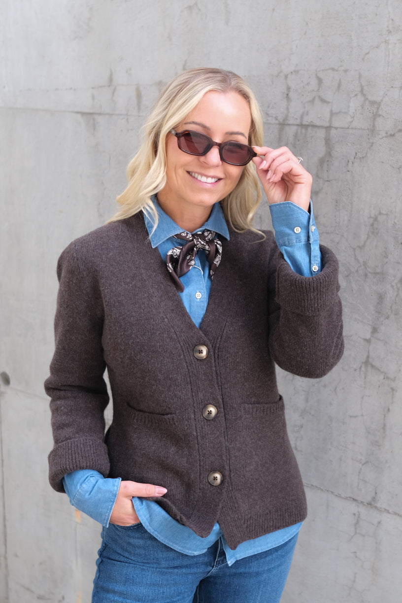 Tate Cardigan Cold Brown