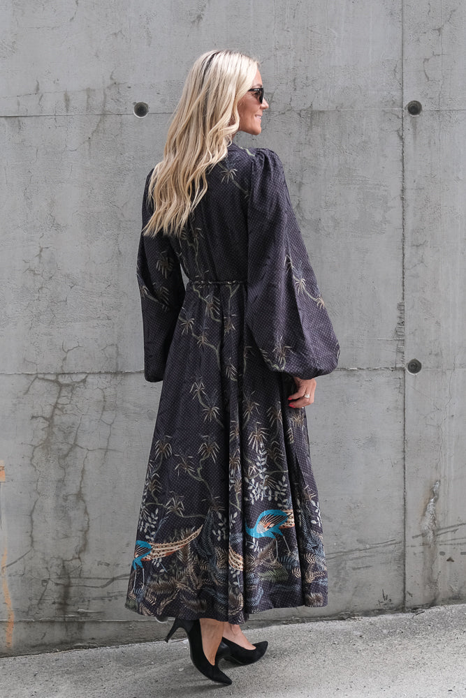 Jacquard Midi Dress Blue Peacock
