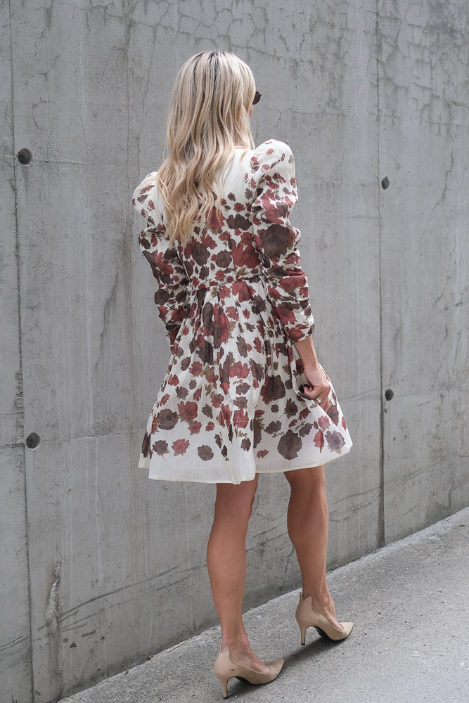 Leoni Silk Blend Mini Dress Wine Peony