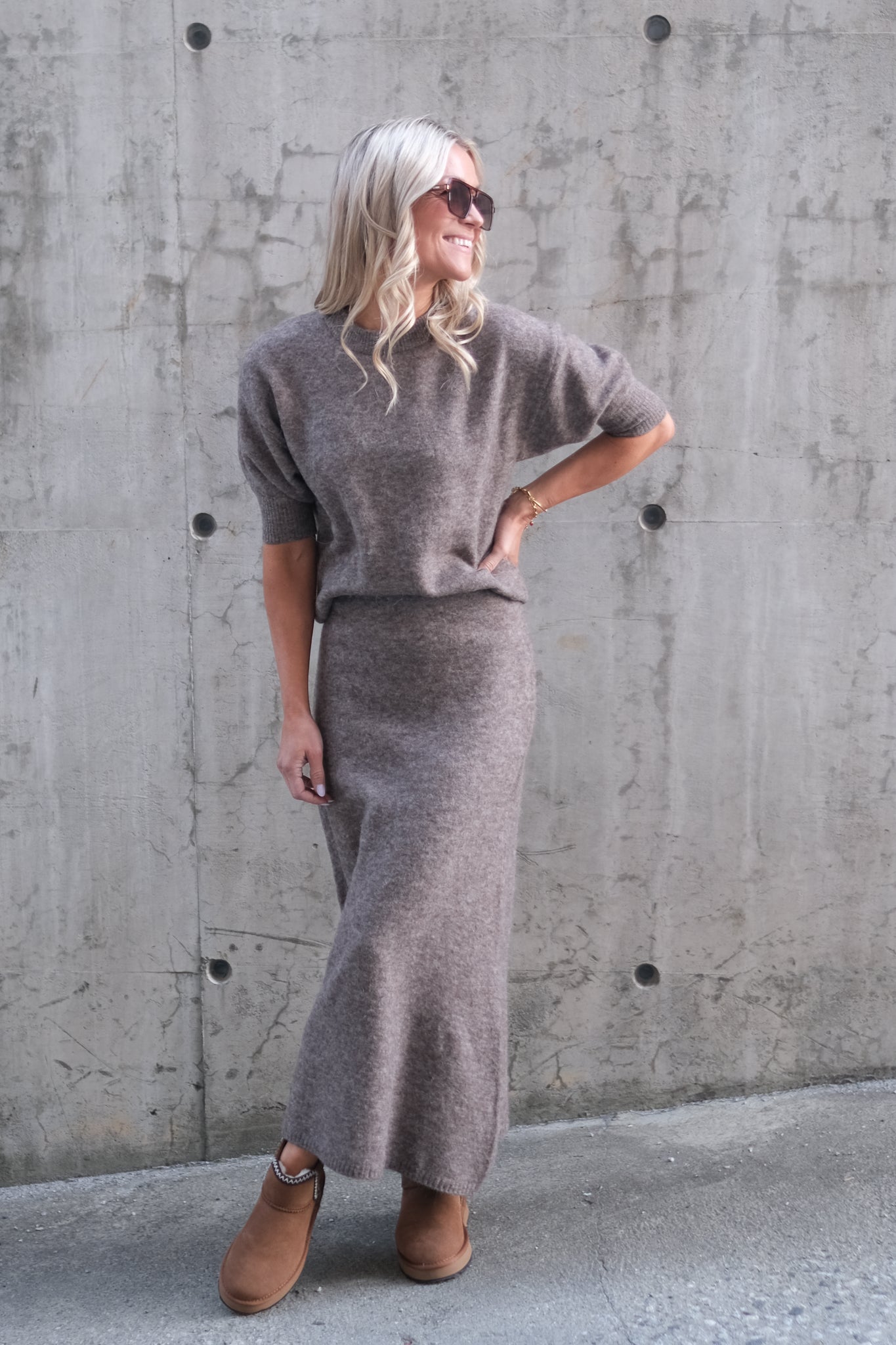 Israa Knitted Skirt Dk Truffle
