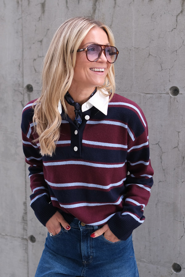 Paxton Sweater Boysenberry Stripe