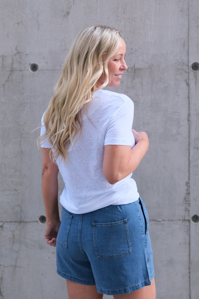 Jane Linen Tee White