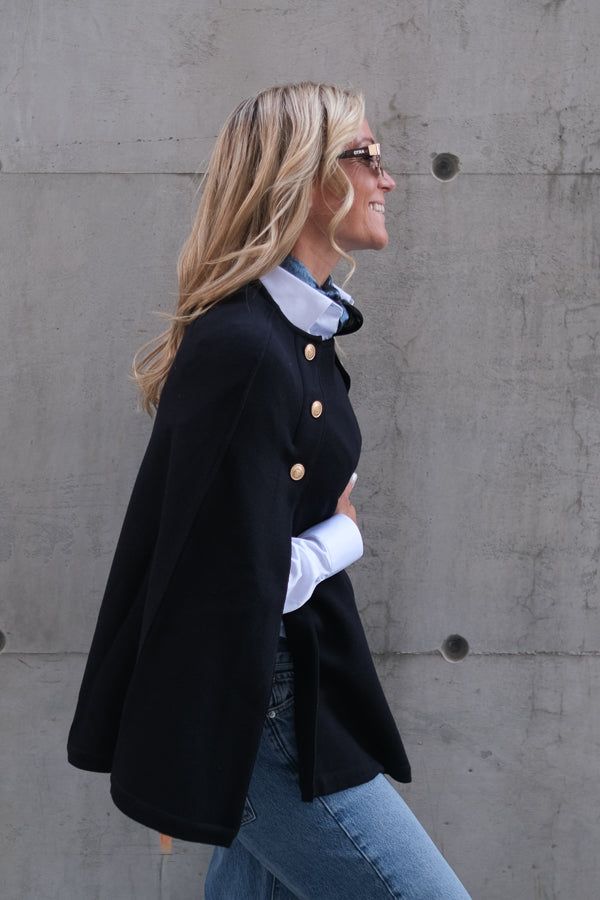 Mary Knitted Poncho Navy