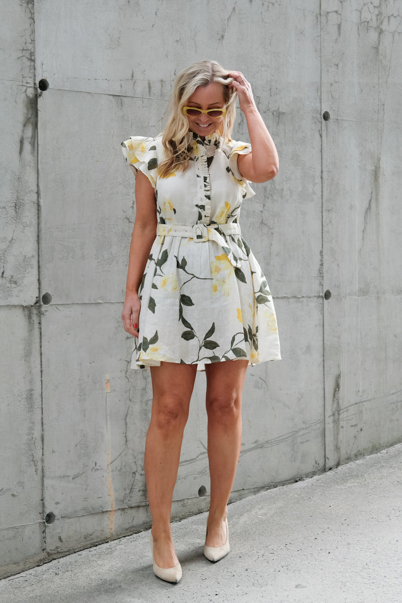 Linen Ruffle Dress Sunlight