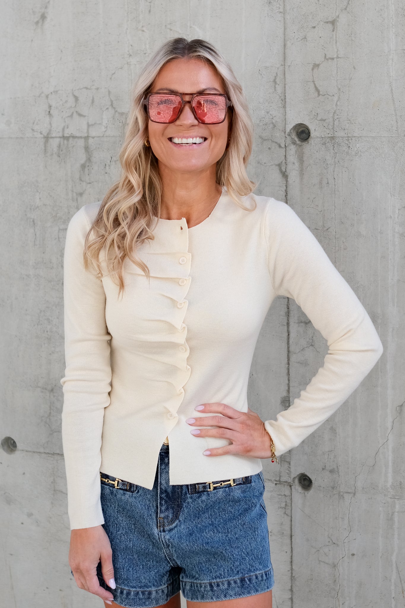 Gamira Cardigan Blanc Casse