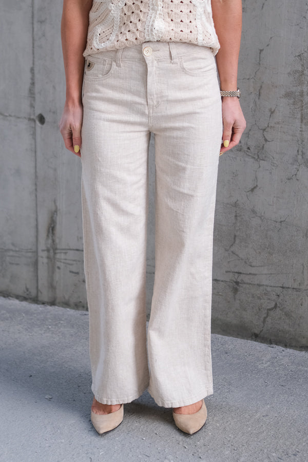 Culotte Linen Pants Natural Rinse