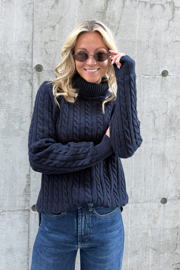 Ambleside Cable Knitted Jumper Navy