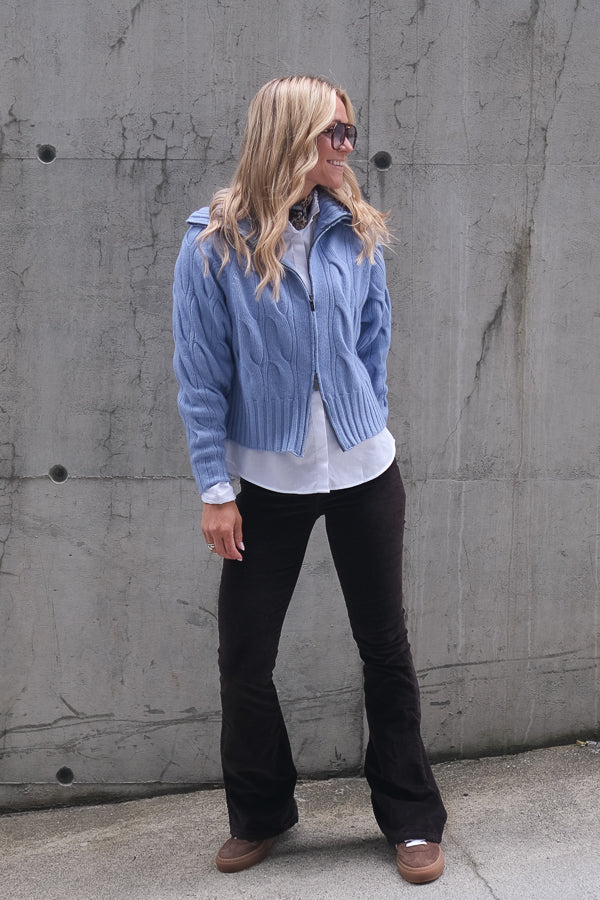 Cosima Zip Cardigan Light Blue Melange