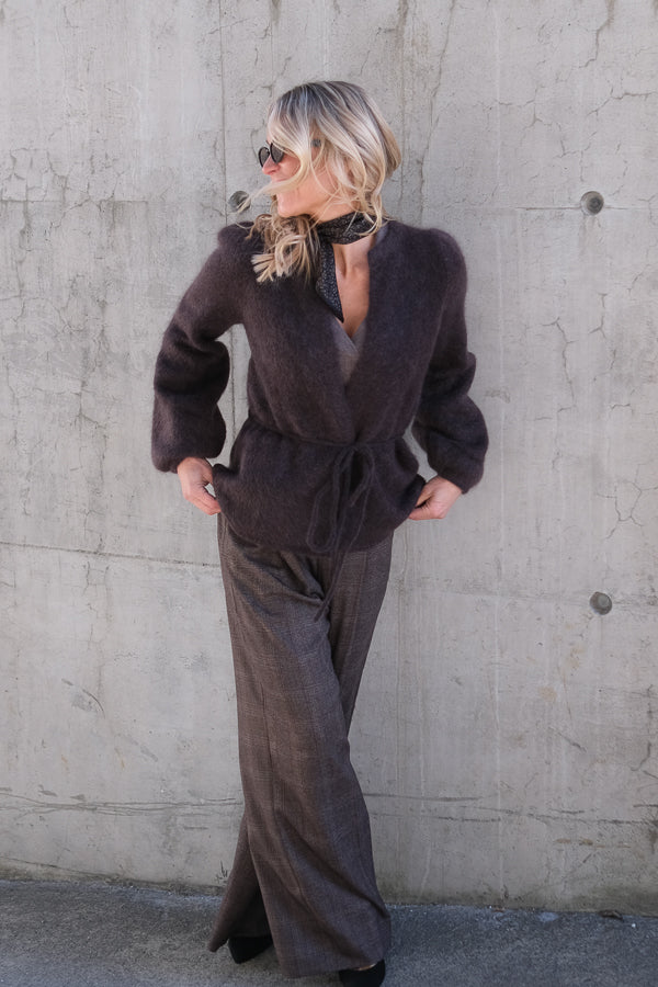 Fredrikke Chunky Cardigan Dark Brown