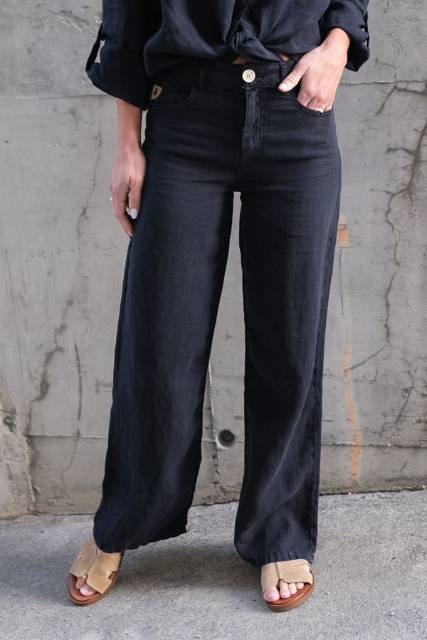 Culotte Linen Pants Navy