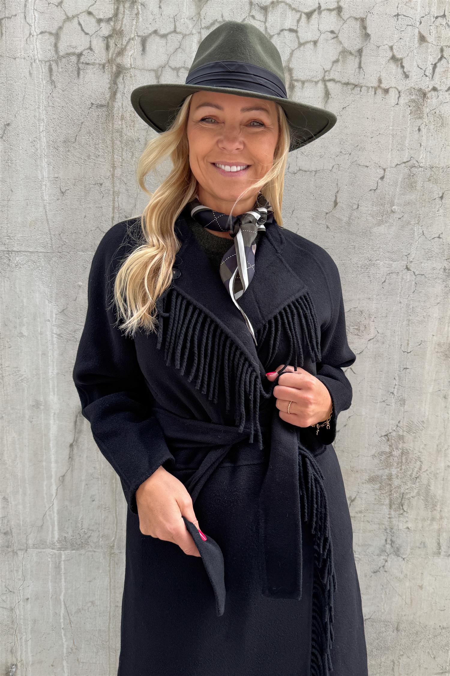 Erinna Silk Scarf Forest Green Argyle