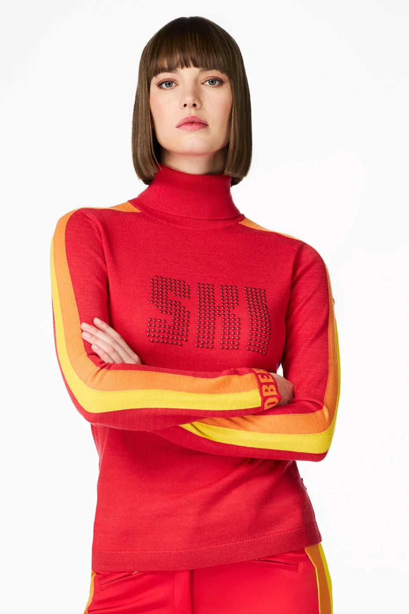 Lucia Long Sleeve Knit Sweater Flame