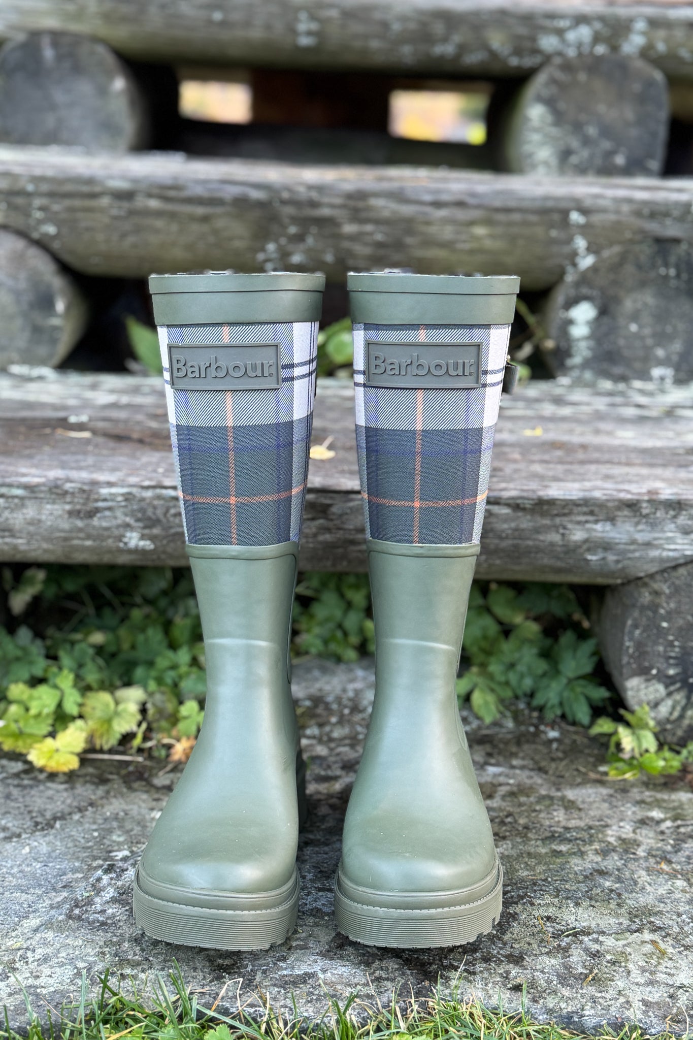 Dena Tall Welly Boots Tartan