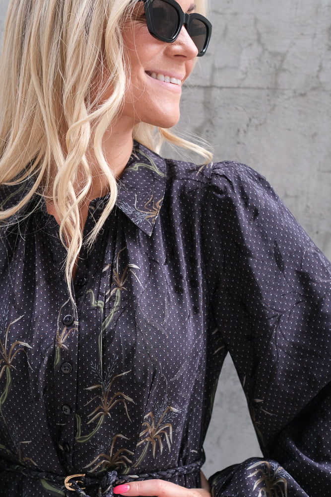 Jacquard Midi Dress Blue Peacock