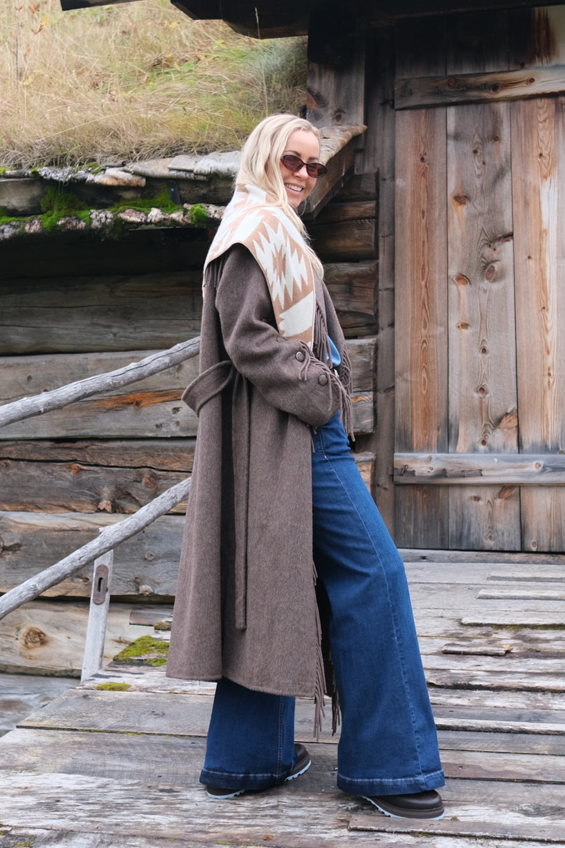 Cashmere Scarf Triangle Terra Off White & Camel