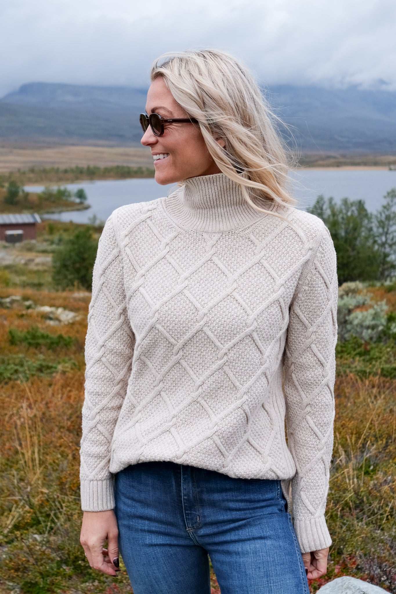 Burne Roll Neck Knitted Jumper Oatmeal