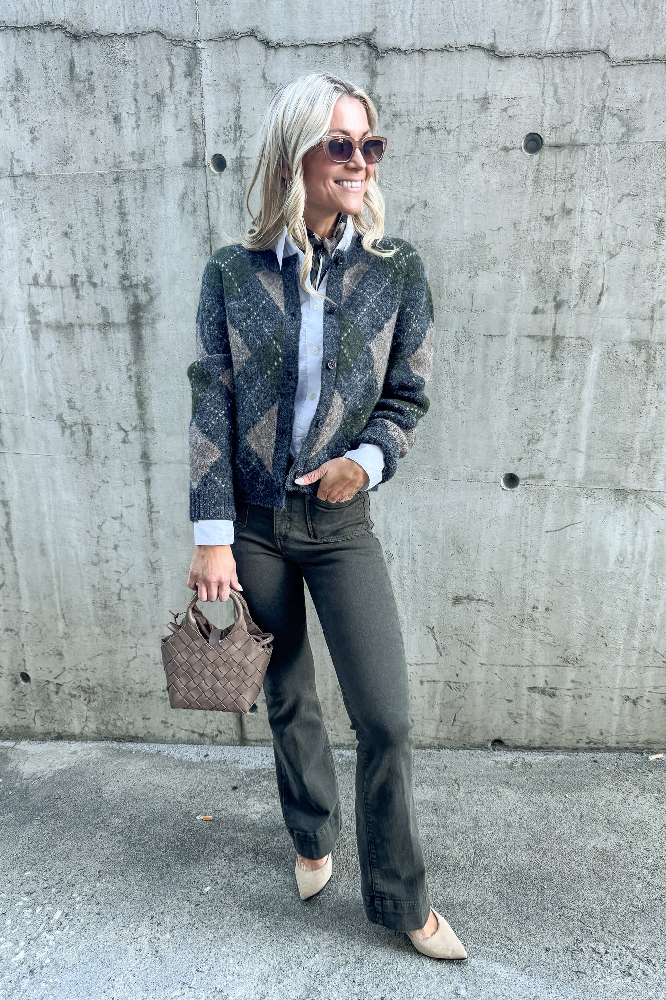 Filippa Argyle Cardigan Forest Green