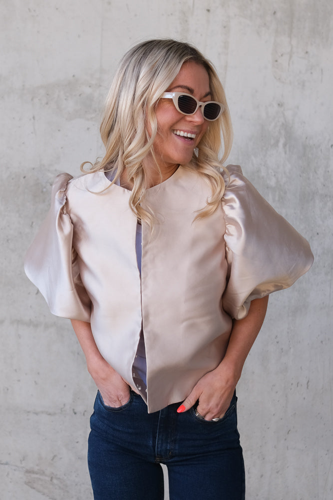 Cleo Puff Sleeve Blouse Soft Beige