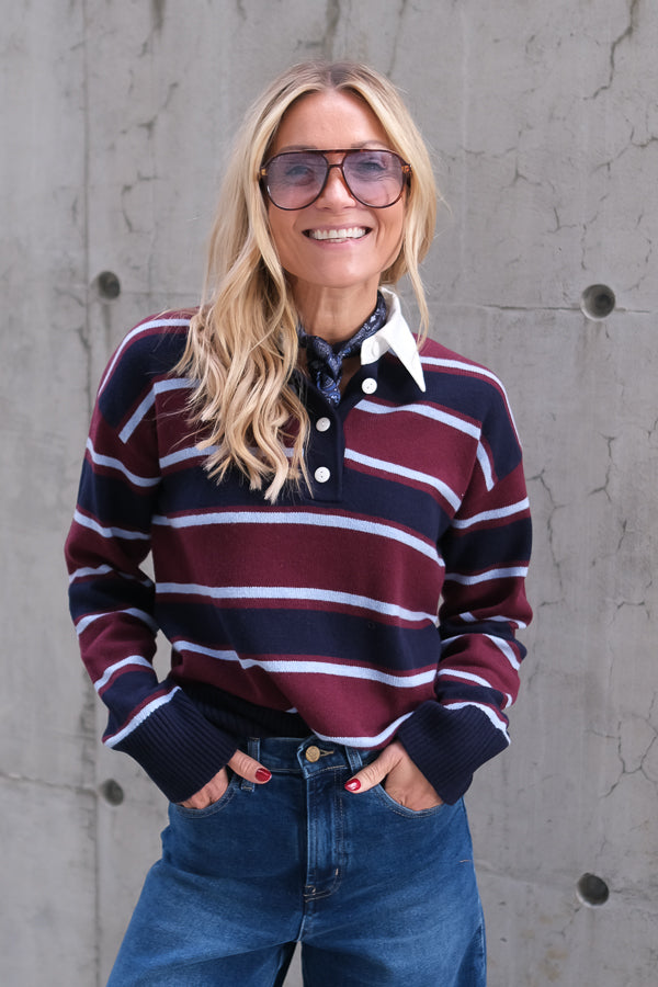 Paxton Sweater Boysenberry Stripe