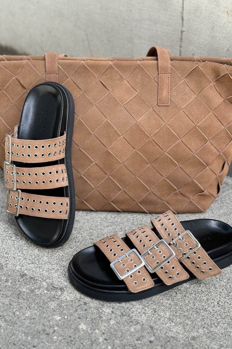 Joan Sandals Taupe Suede