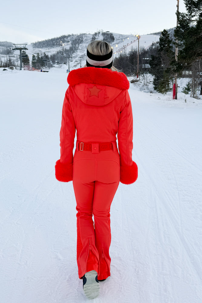 Angele Faux Border Ski Suit Orange