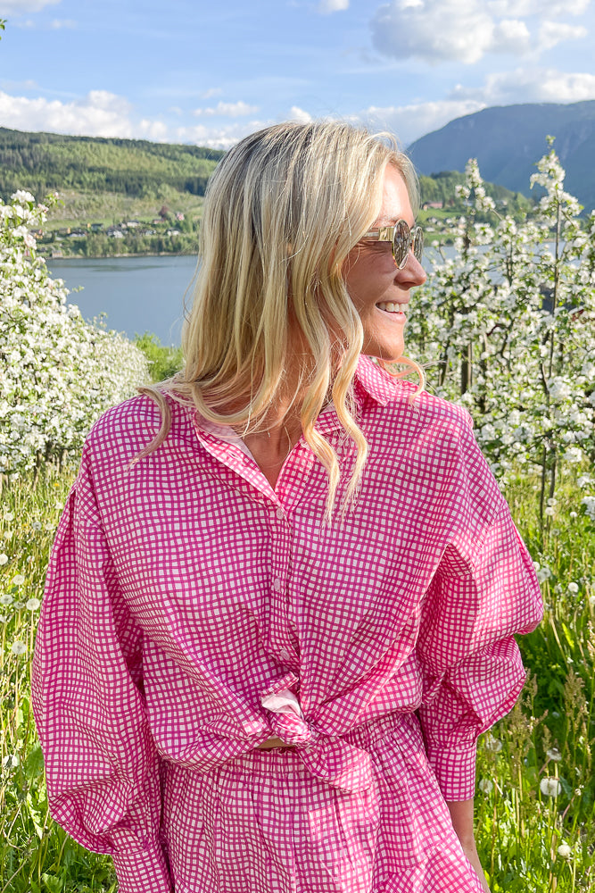 Summer Lounge Set Hot Pink Check