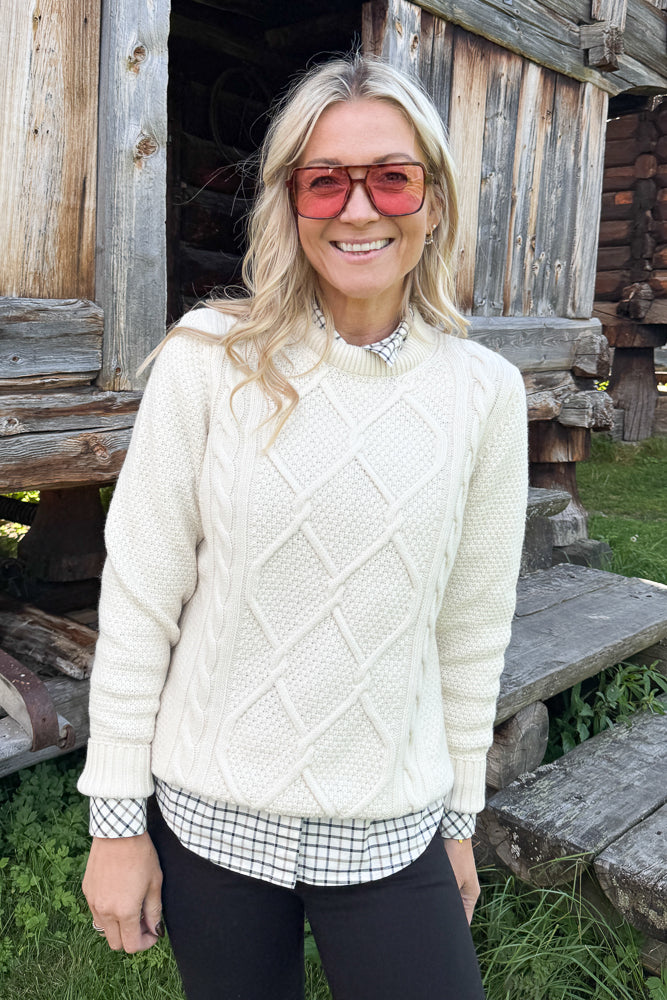 Burne Crew Knitted Jumper Ecru