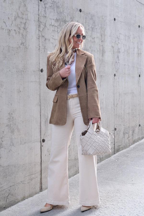 Suellen Fitted Suede Blazer Petrified Oak