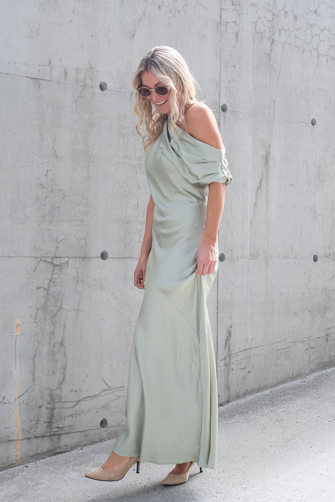 Vanessa Satin Maxi Dress Desert Sage