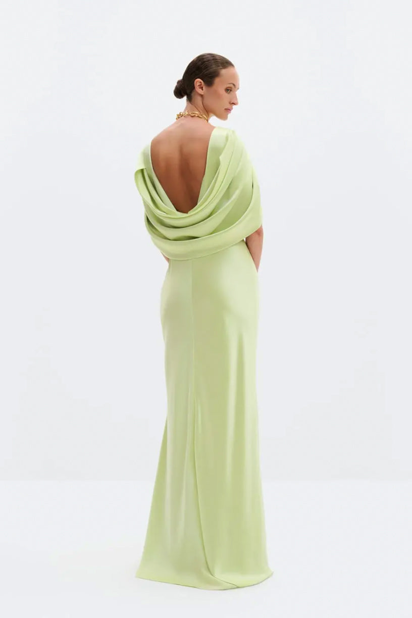 Louise Draped Back Maxi Dress Pistachio