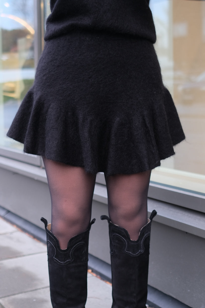 Knit Frill Skirt Black