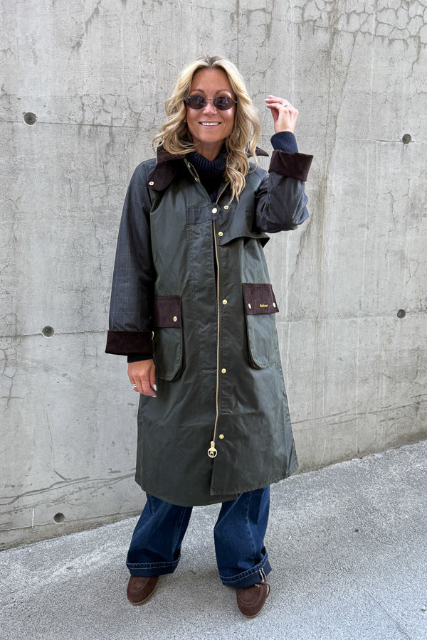 Checked Kirklees Wax Jacket Olive