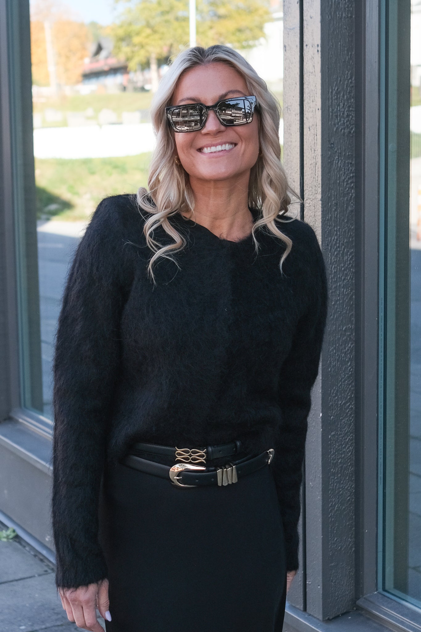 Monogram Leather Belt Black