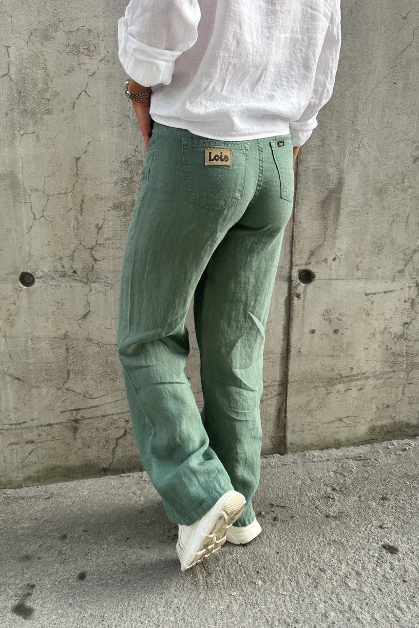 Culotte Linen Pants Dark Ivy